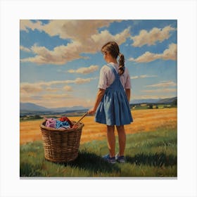 Girl In A Basket Canvas Print