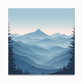 Misty mountains background in blue tone 26 Canvas Print