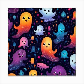 Ghosts Seamless Pattern Canvas Print