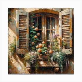 Window With Flowers Art Print Canvas Print