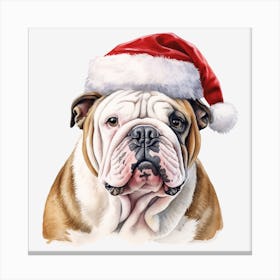 Bulldog Santa Hat 4 Canvas Print