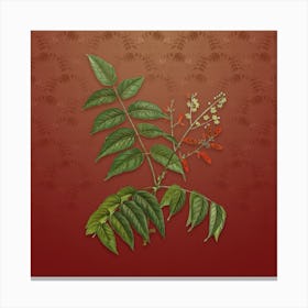 Vintage Tree of Heaven Botanical on Falu Red Pattern n.1086 Canvas Print