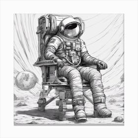 A Chair In Cosmonaut Suit Wandering In Space 1 Canvas Print