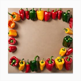 Frame Created From Bell Pepper On Edges And Nothing In Middle (50) Canvas Print