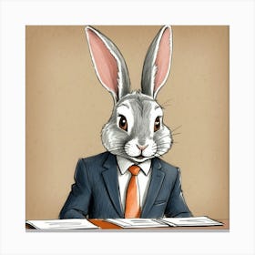 Rabbit In Business Suit 2 Canvas Print