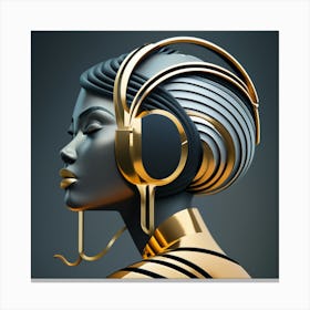 Woman With Headphones 52 Canvas Print