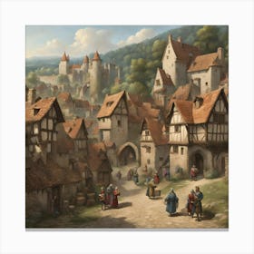 Kingdom Tapestry Towers, Turrets, And The Heartbeat Of Peasant Life Canvas Print
