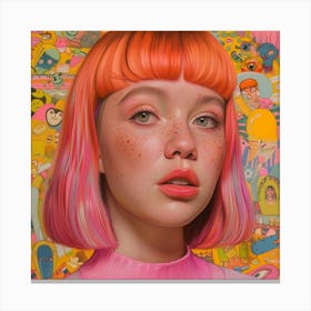 'A Girl With Pink Hair' Canvas Print