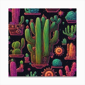 Cactus Pattern 24 Canvas Print