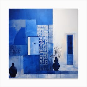 Moroccan Blue And White Pots 1 Canvas Print