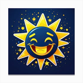 Lovely smiling sun on a blue gradient background 24 Canvas Print