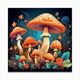 Mushrooms And Flowers 21 Canvas Print