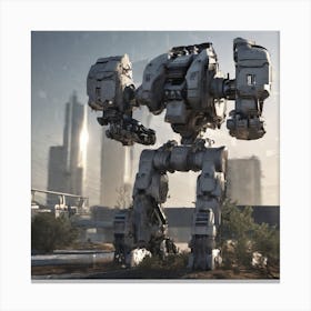 Robot In A City Canvas Print