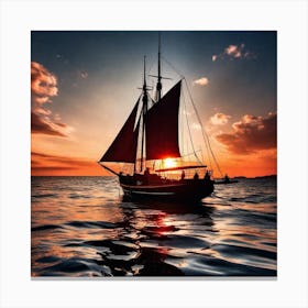 Sailboat At Sunset 16 Canvas Print