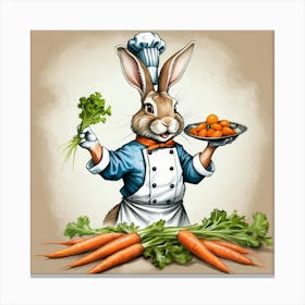 Chef Rabbit Holding Carrots 1 Canvas Print