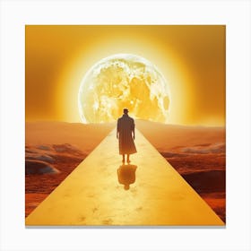 Man On A Path To The Moon Canvas Print