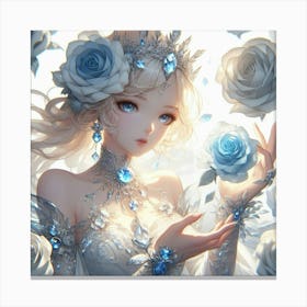 Anime Girl With Roses Canvas Print