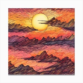 Sunset In The Mountains Canvas Print