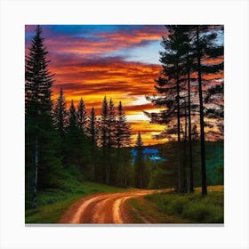 Sunset In The Forest 8 Canvas Print