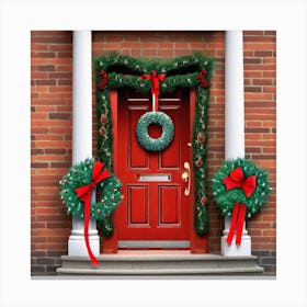 Christmas Decoration On Home Door (27) Canvas Print