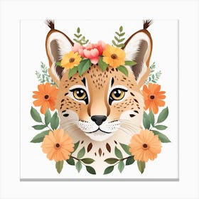 Floral Baby Lynx Nursery Illustration (63) Canvas Print