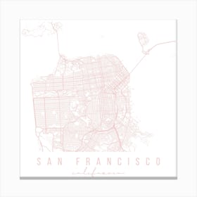 San Francisco California Light Pink Minimal Street Map Square Canvas Print