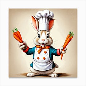 Chef Rabbit Holding Carrots Canvas Print