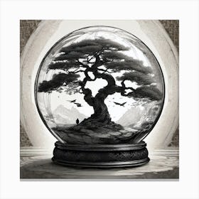 Tree In A Snow Globe Canvas Print