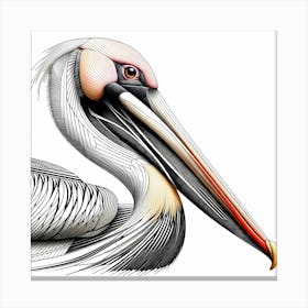 Pelican - Abstract Line Art Illustration 136 Canvas Print