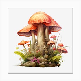Mushrooms On A Black Background Canvas Print