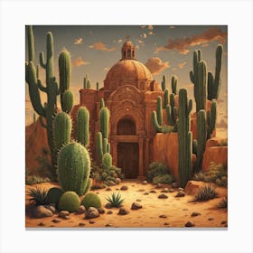 Cactus In The Desert 4 Canvas Print