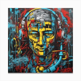 Andy Getty, Pt X, In The Style Of Lowbrow Art, Technopunk, Vibrant Graffiti Art, Stark And Unfiltere (6) Canvas Print