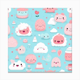 Kawaii Seamless Pattern Canvas Print