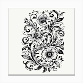 Black And White Floral Design 1 Canvas Print