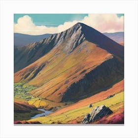 Cadair Idris Wales Colourful Mountain Illustration Art Print 1 Canvas Print