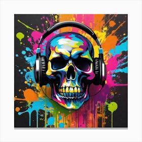 Skull With Headphones 28 Canvas Print