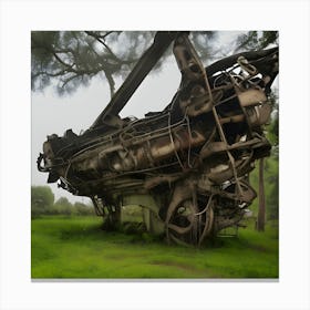 Abandoned Train Wreck Canvas Print