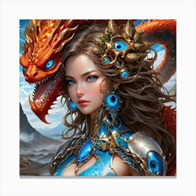 Girl With A Dragon fui Canvas Print