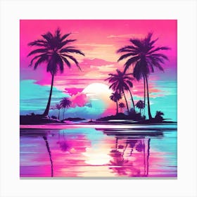 Sunset Palm Trees Canvas Print