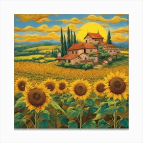 Sunflowers In Tuscany Canvas Print