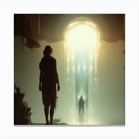 Woman Walks Through A Doorway Canvas Print