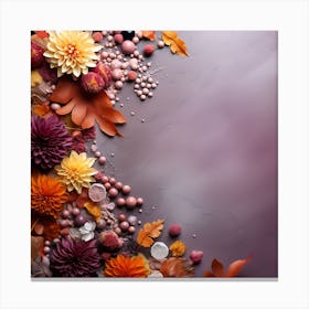 Autumn Flowers On A Purple Background 1 Canvas Print