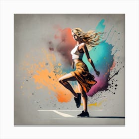 Dancer With Colorful Splashes 5 Canvas Print