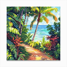 Palm Trees Oil Painting Illustration Canvas Print