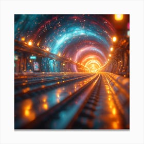 Train Tunnel At Night Canvas Print