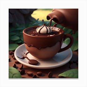 Cup Of Coffee and melted chocolate Canvas Print