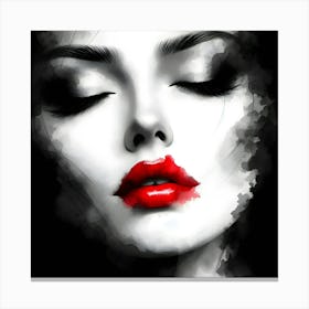 Woman With Red Lips Canvas Print