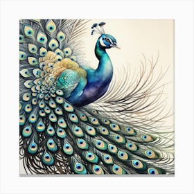 Peacock water color painting Canvas Print