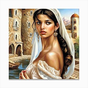 Woman In A White Dress Canvas Print