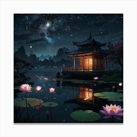 Asian Water Lilies Canvas Print